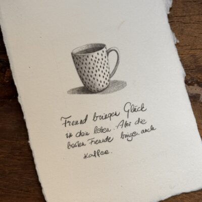 Grußkarte, Inspirationkarten der Gedanken mit kaffee Tasse